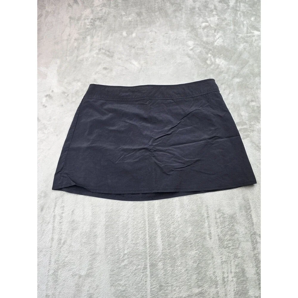 Lands End Womens Size 14 Black Active Swim Skirt Skort Side Zip Built In Lining
